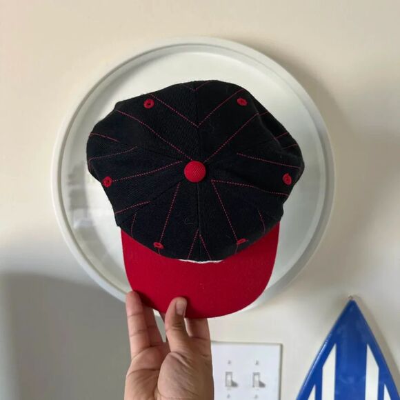 Vintage New York Yankees MLB NY Black Red Pinstripe Snapback Hat - Picture 6 of 7